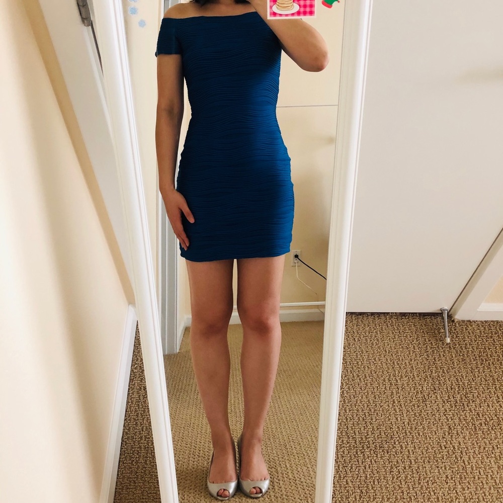 2/$15 MixMatch Wet Seal Blue Off Shoulder Stretchy Mini Dress